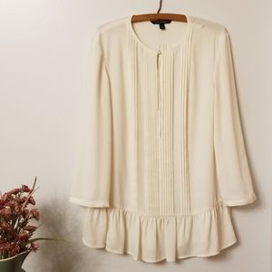 Banana Republic cream pleated peplum blouse